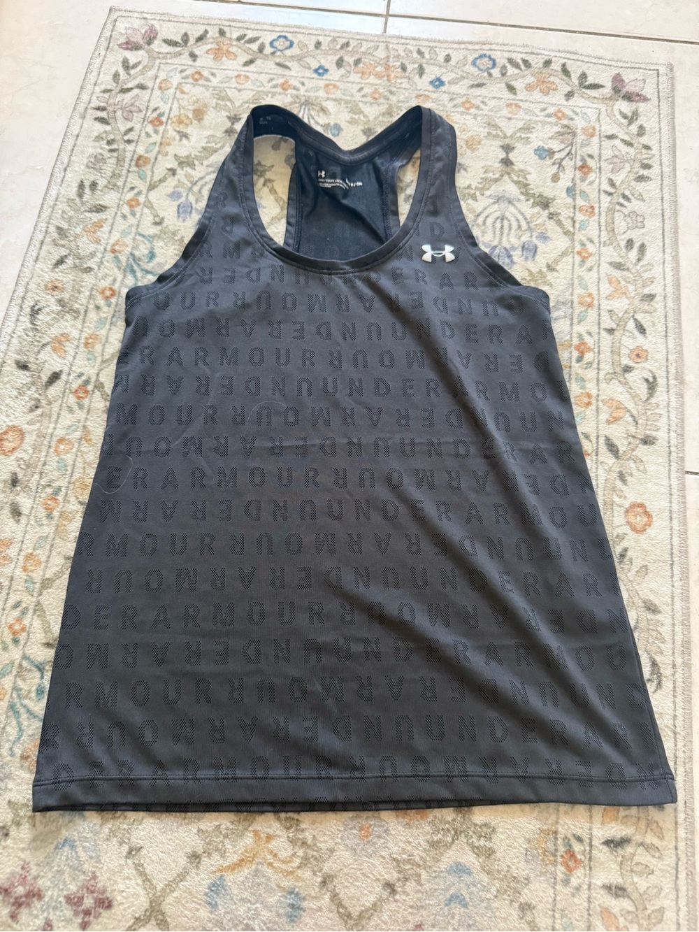 Under Armour Black Tone-on-Tone Logo Racerback Tank